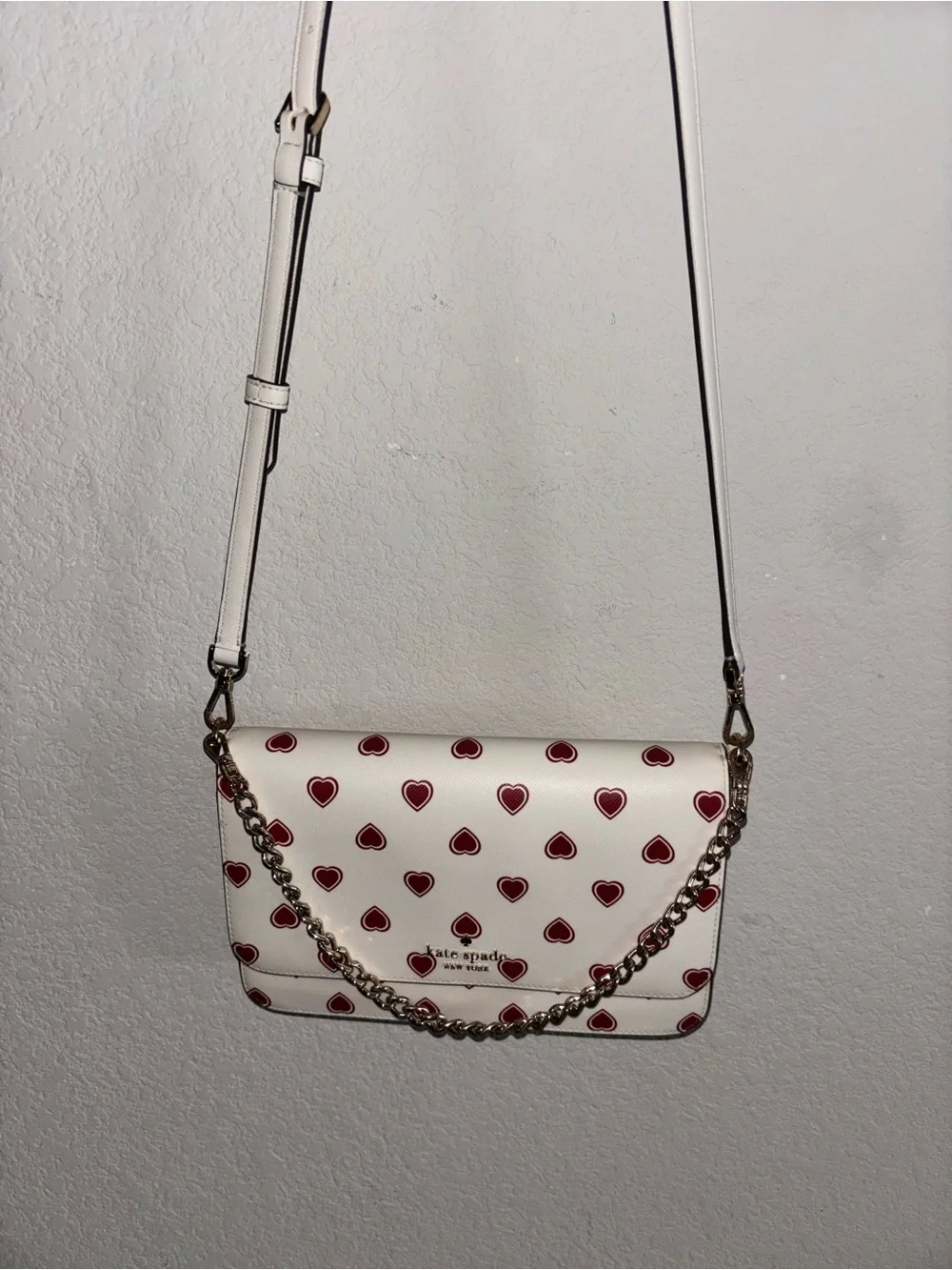 Kate Spade Madison Flap Crossbody with Heart Print with matching wallet
